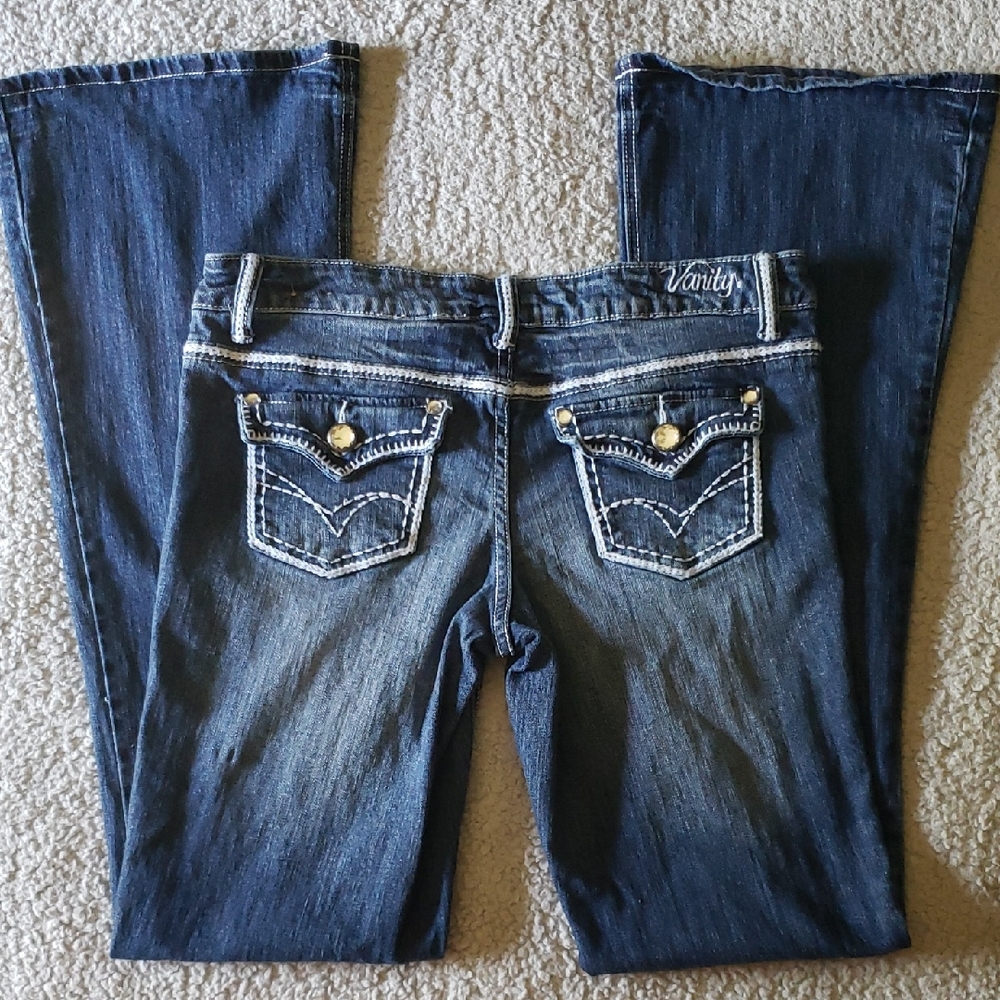 Vanity Premium Collection Boot Cut Western Embellished Medium Wash Denim Jeans